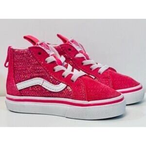 Vans Toddler Infant Baby Pink High Top SK8-Hi Micro Sequins Zip Shoes Size 4 New